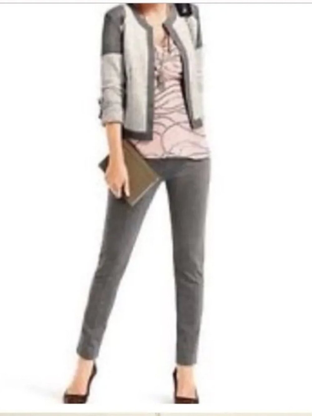 CAbi Newport Gray Ponte Knit Slim Leg Stretch Pants - Size 4